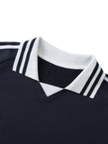 VAG Contrast Striped Lapel Collar Sweatshirt