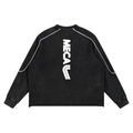 BLACK CARD Mineral Wash Piping Raw Hem Sweatshirt