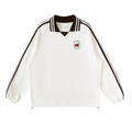 VAG Contrast Striped Lapel Collar Sweatshirt