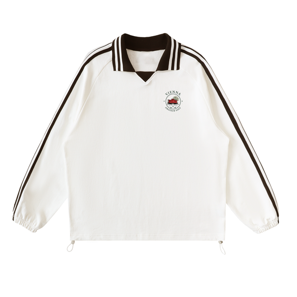VAG Contrast Striped Lapel Collar Sweatshirt