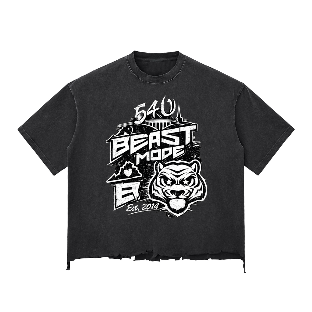 Beast Mode x MECA Snow Wash Raw-Hem Boxy T-shirt