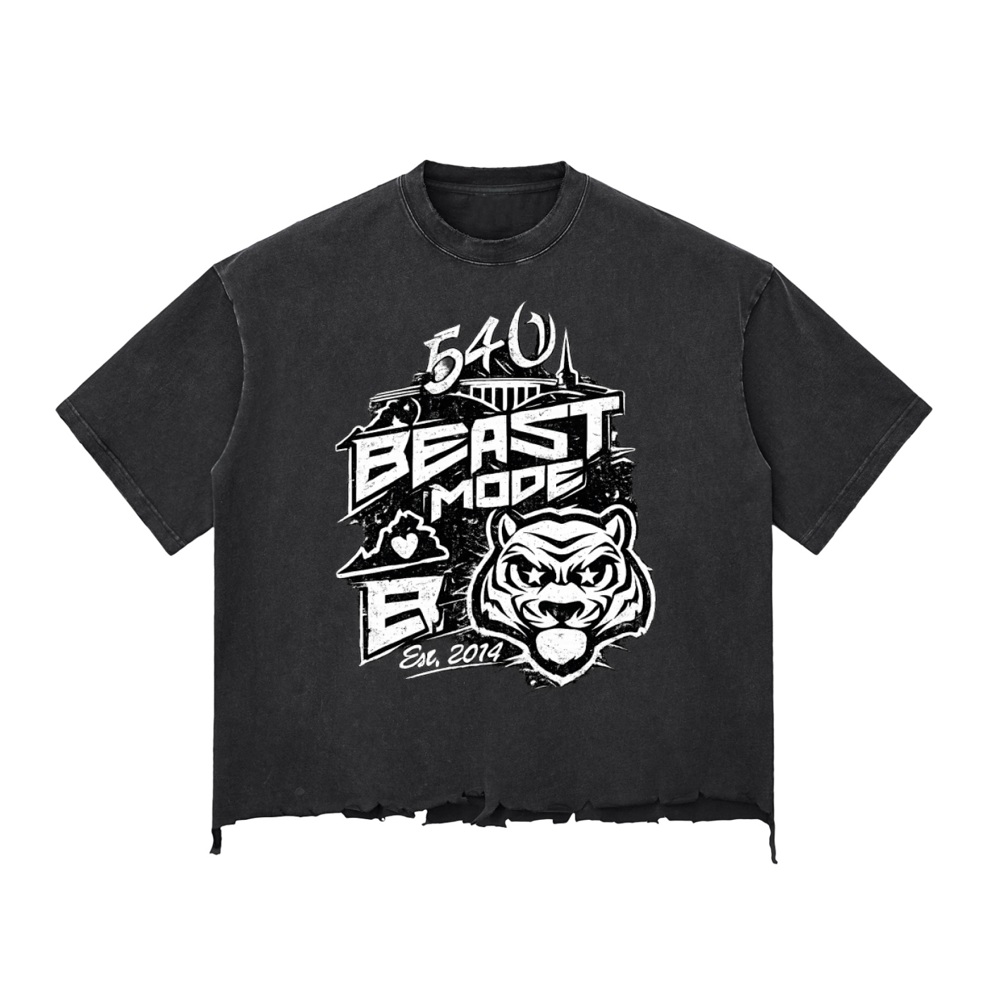 Beast Mode x MECA Snow Wash Raw-Hem Boxy T-shirt