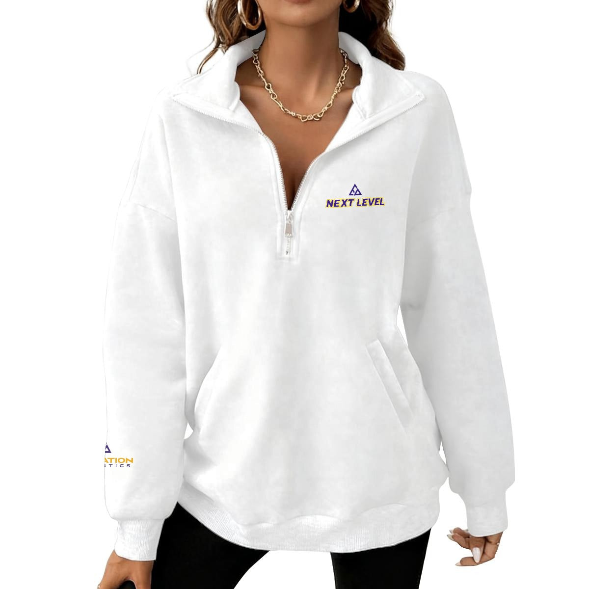 MECA Women's Half-Zip Sweatshirt With Fleece| (White)