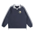 VAG Contrast Striped Lapel Collar Sweatshirt