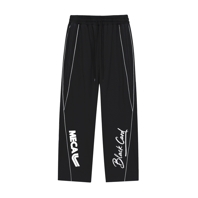 BLACK CARD Reflection Striped Straight-Leg Sweatpants