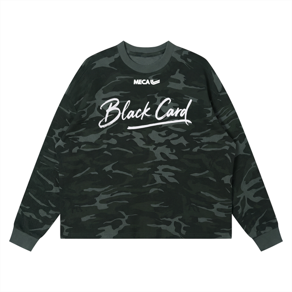 BLACK CARD Unisex Waffle Boxy Long Sleeve T-Shirt