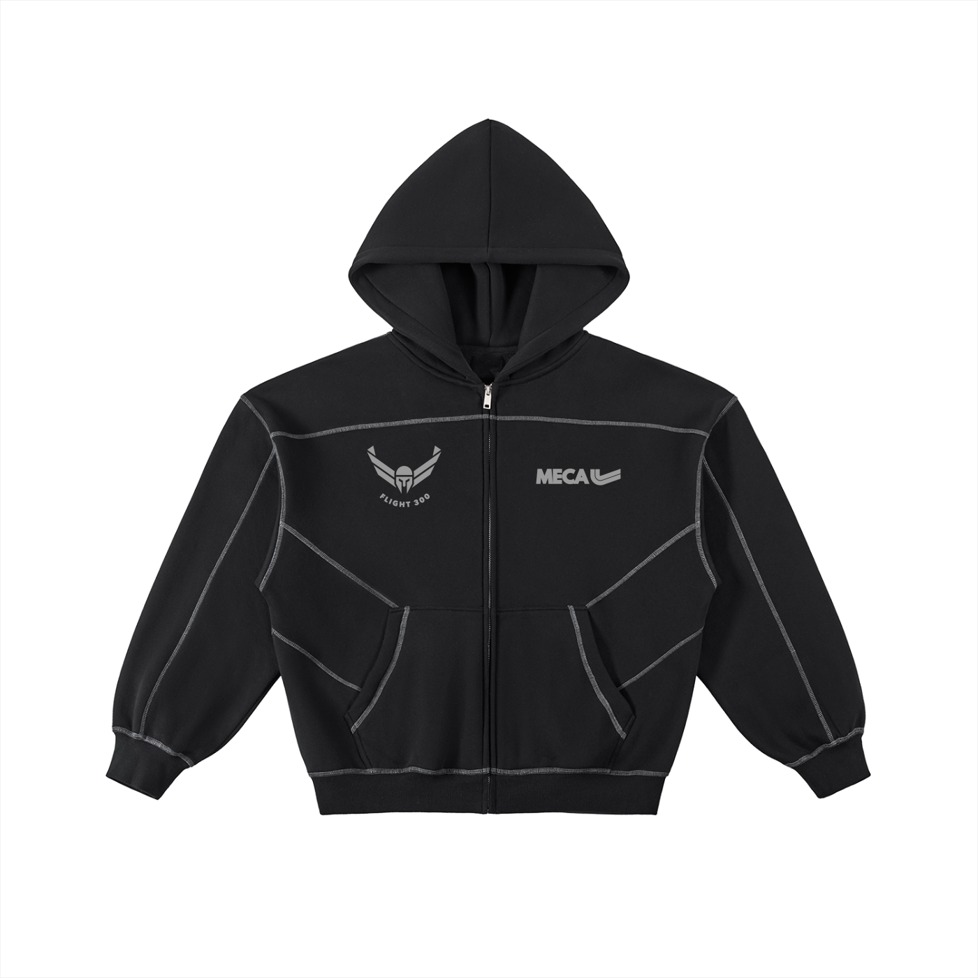 Flight x MECA Contrast-Stitched Boxy Fleece Zip Hoodie