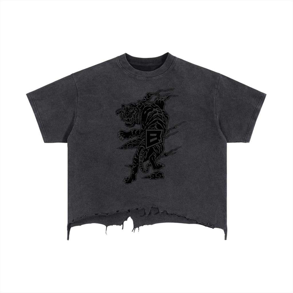 Beast Mode x MECA Vintage Wash Boxy Distressed Hem T-Shirt