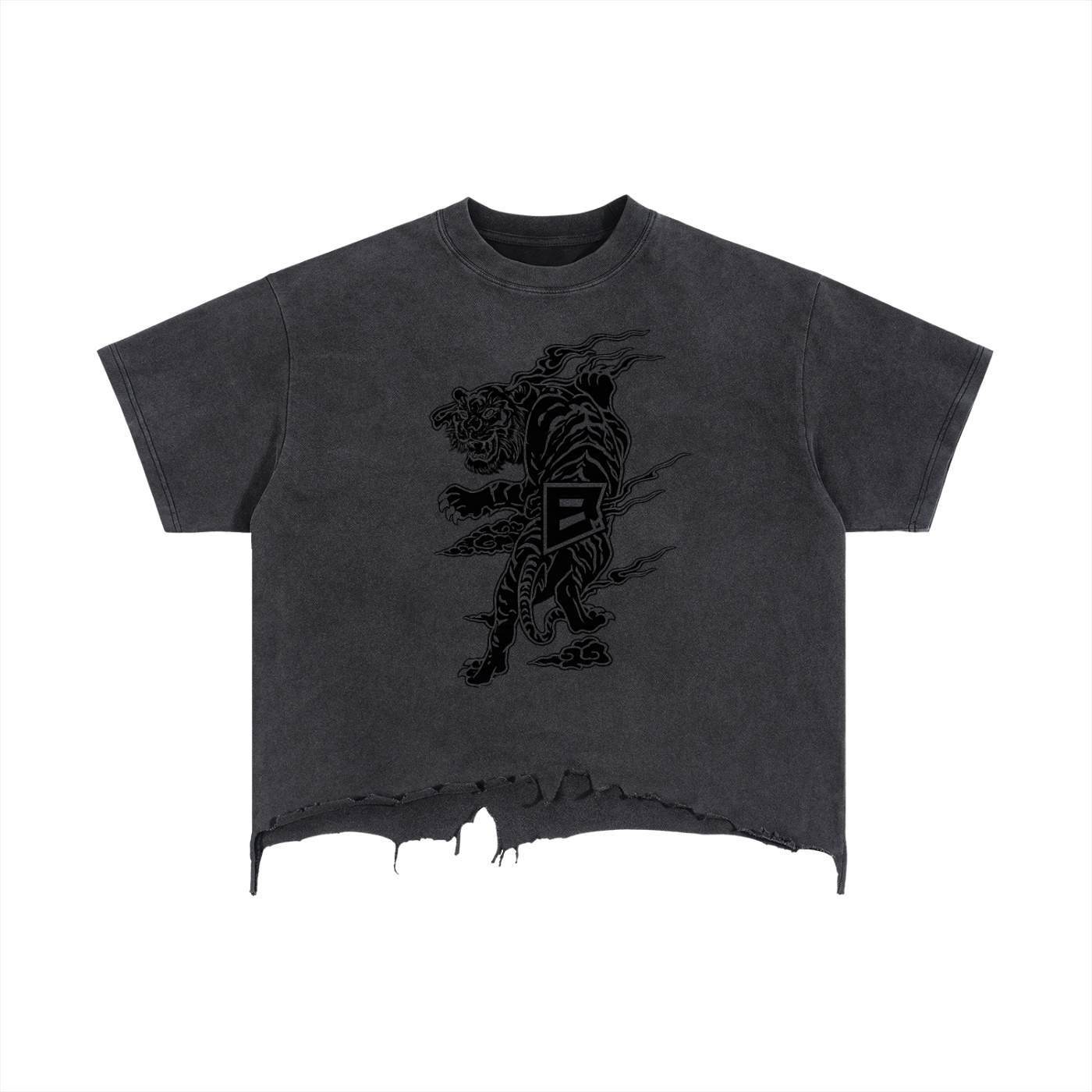 Beast Mode x MECA Vintage Wash Boxy Distressed Hem T-Shirt