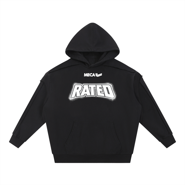 Rated x MECA Contrast Tape Raw Edge Double Layered Hoodie