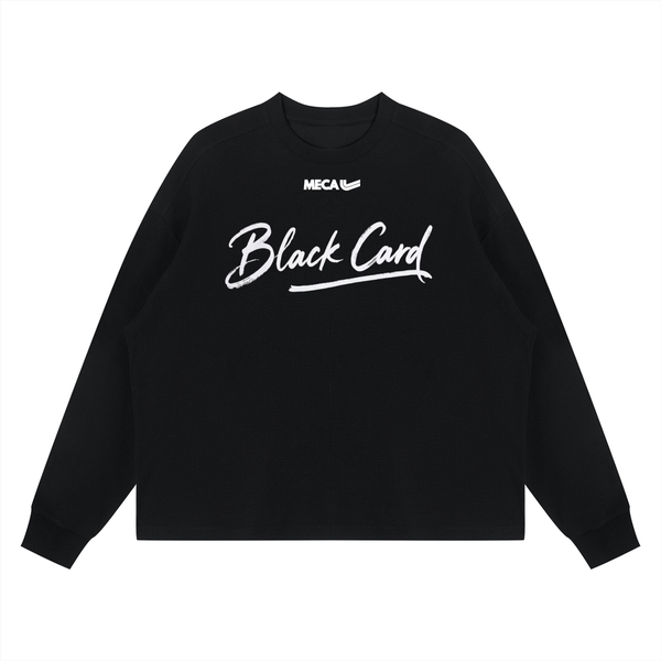 BLACK CARD Unisex Waffle Boxy Long Sleeve T-Shirt