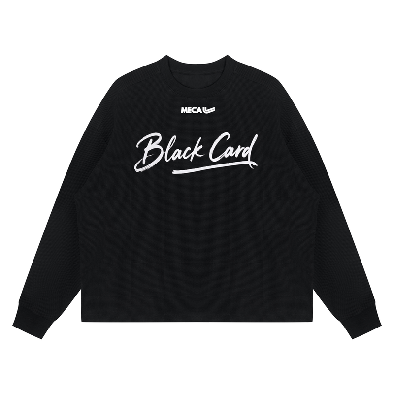 BLACK CARD Unisex Waffle Boxy Long Sleeve T-Shirt