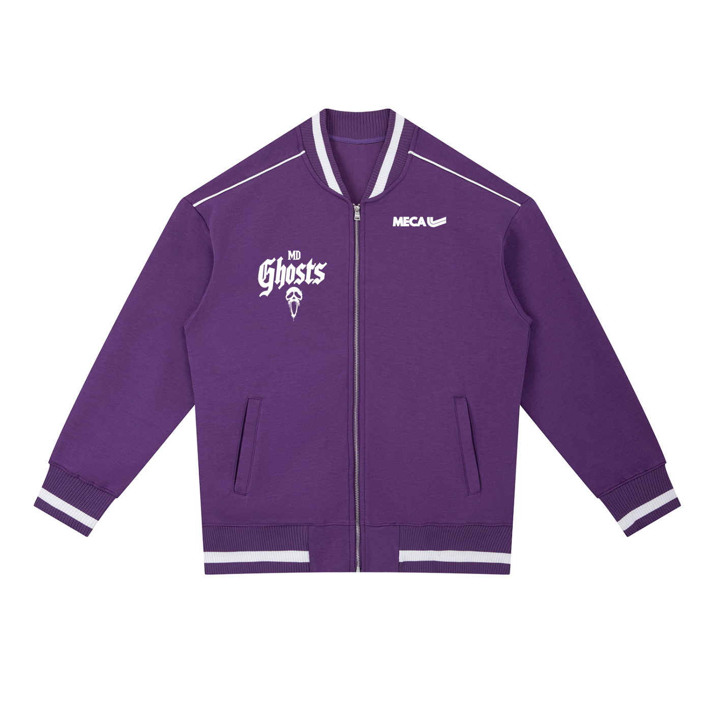 MECA x Ghosts Contrast Piping Zip Bomber Jacket