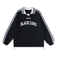 BLACK CARD Contrast Striped Lapel Collar Sweatshirt