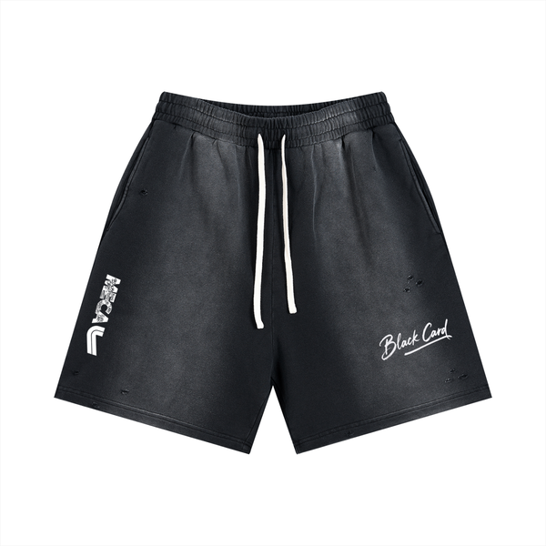 BLACK CARD Sun Fade Distressed Shorts