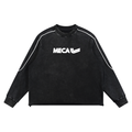 MECA TEAM Mineral Wash Piping Raw Hem Sweatshirt