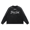 BLACK CARD Mineral Wash Piping Raw Hem Sweatshirt