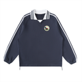 VAG Contrast Striped Lapel Collar Sweatshirt