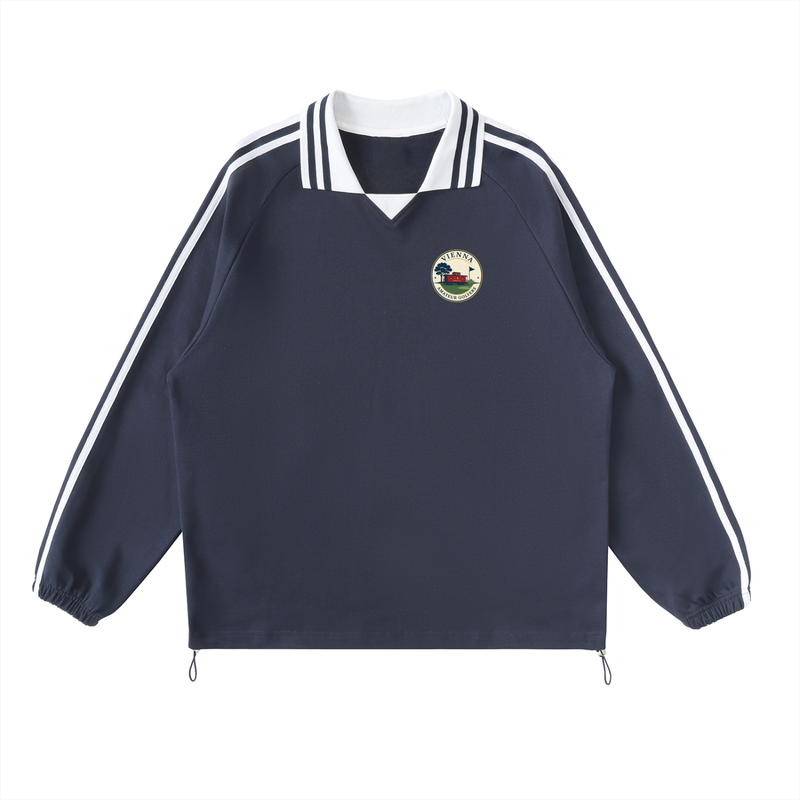 VAG Contrast Striped Lapel Collar Sweatshirt