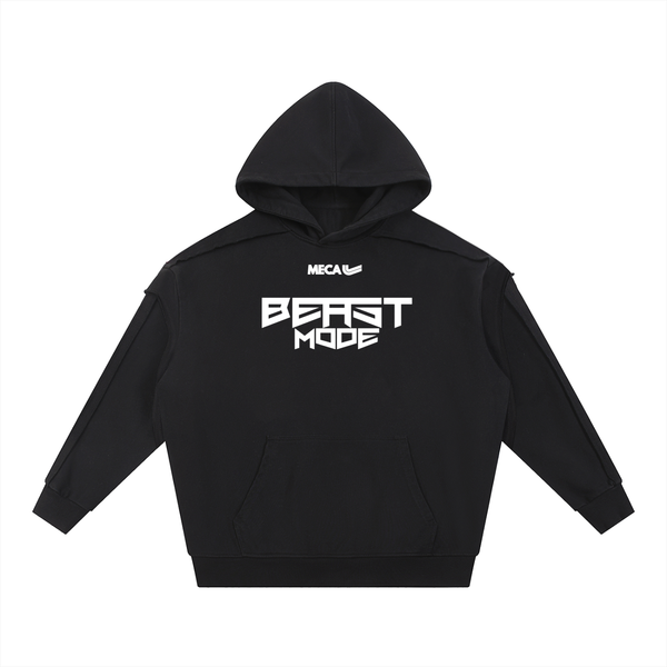 Beast Mode x MECA Contrast Tape Raw Edge Double Layered Hoodie