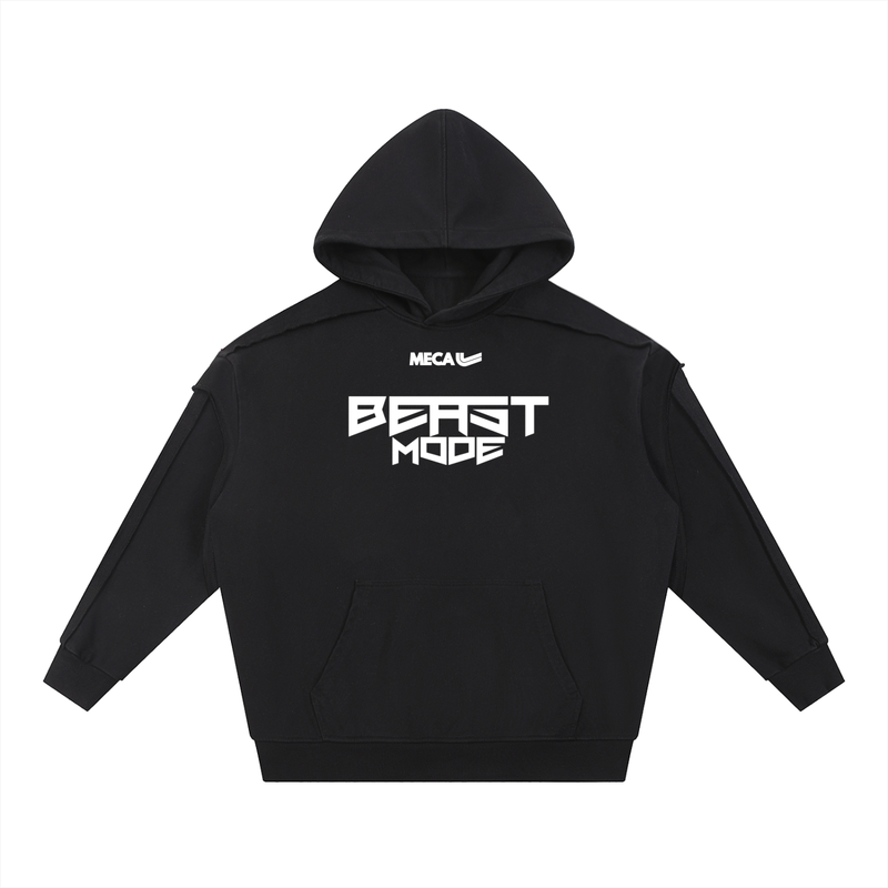 Beast Mode x MECA Contrast Tape Raw Edge Double Layered Hoodie