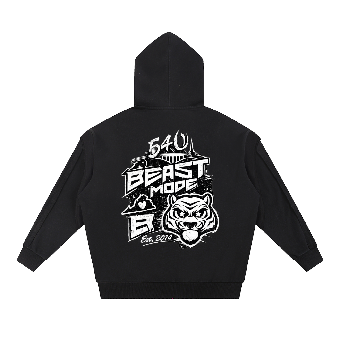 Beast Mode x MECA Contrast Tape Raw Edge Double Layered Hoodie