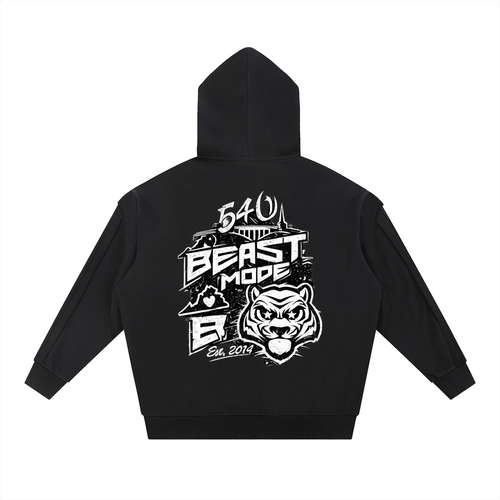 Beast Mode x MECA Contrast Tape Raw Edge Double Layered Hoodie