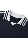 BLACK CARD Contrast Striped Lapel Collar Sweatshirt