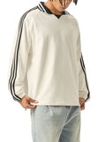 VAG Contrast Striped Lapel Collar Sweatshirt