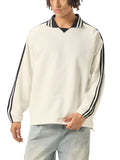 VAG Contrast Striped Lapel Collar Sweatshirt