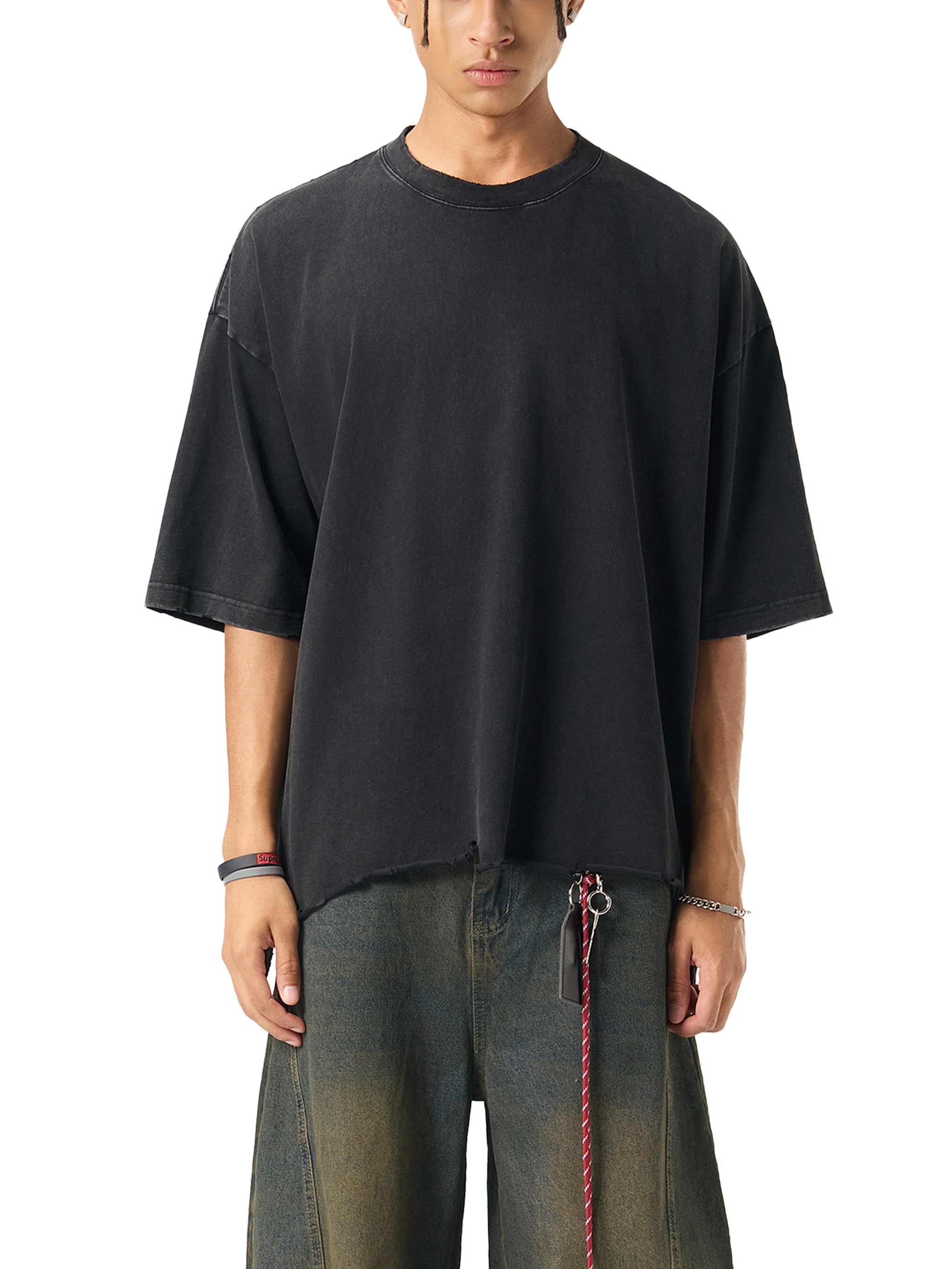 Beast Mode x MECA Snow Wash Raw-Hem Boxy T-shirt