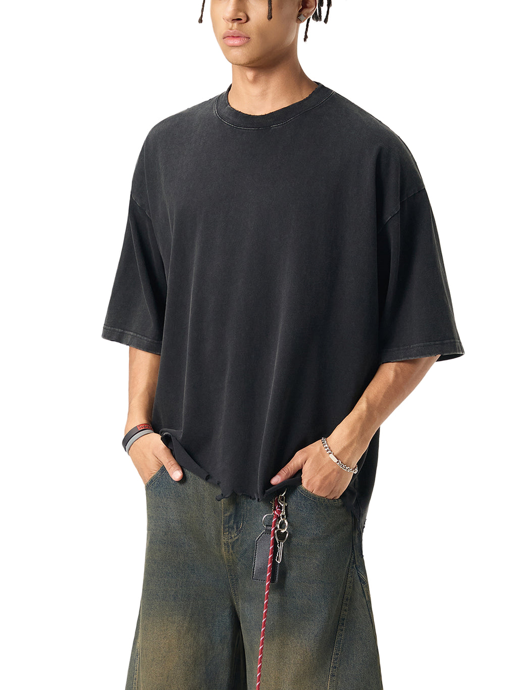 Beast Mode x MECA Snow Wash Raw-Hem Boxy T-shirt