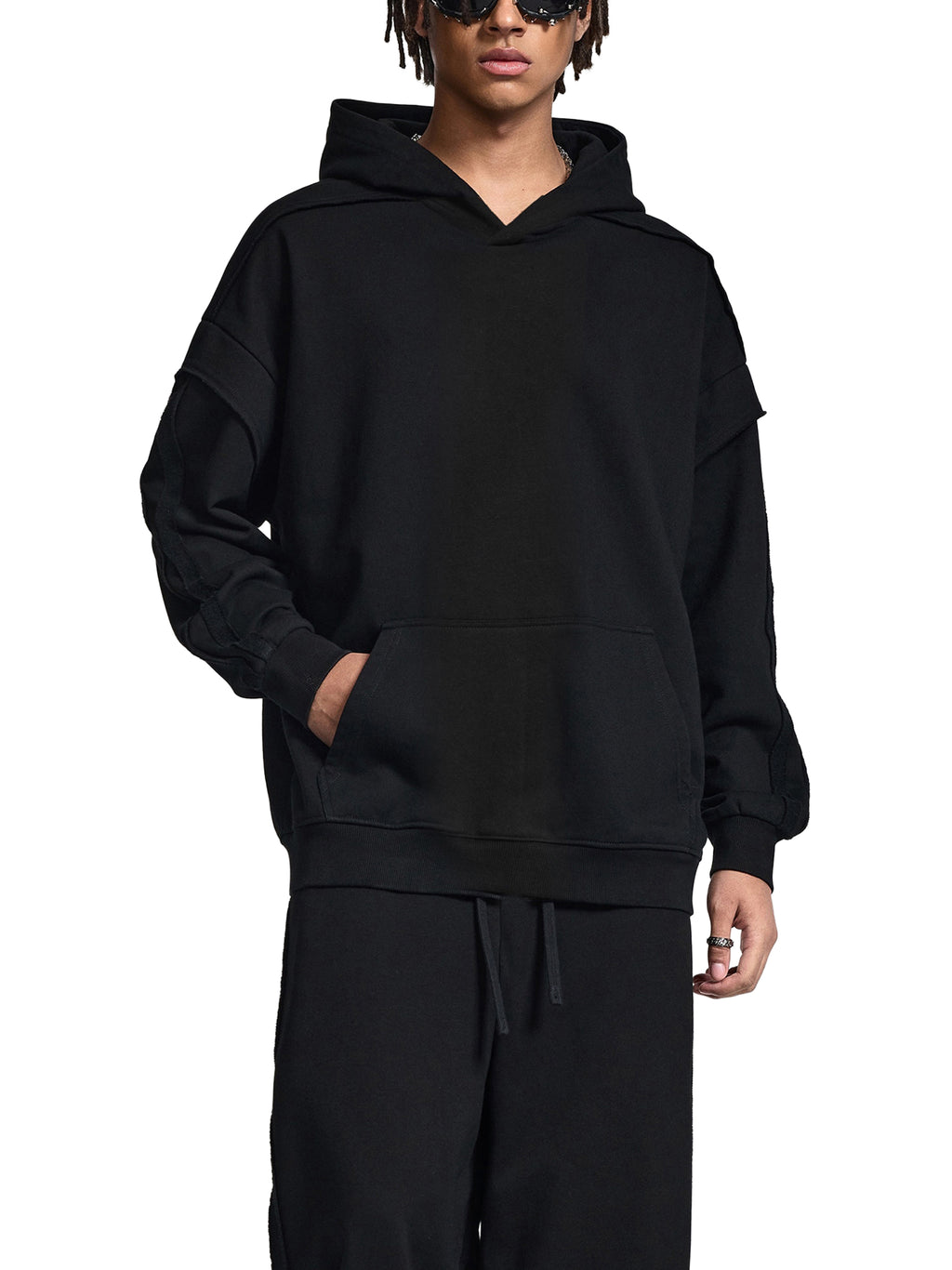 Beast Mode x MECA Contrast Tape Raw Edge Double Layered Hoodie