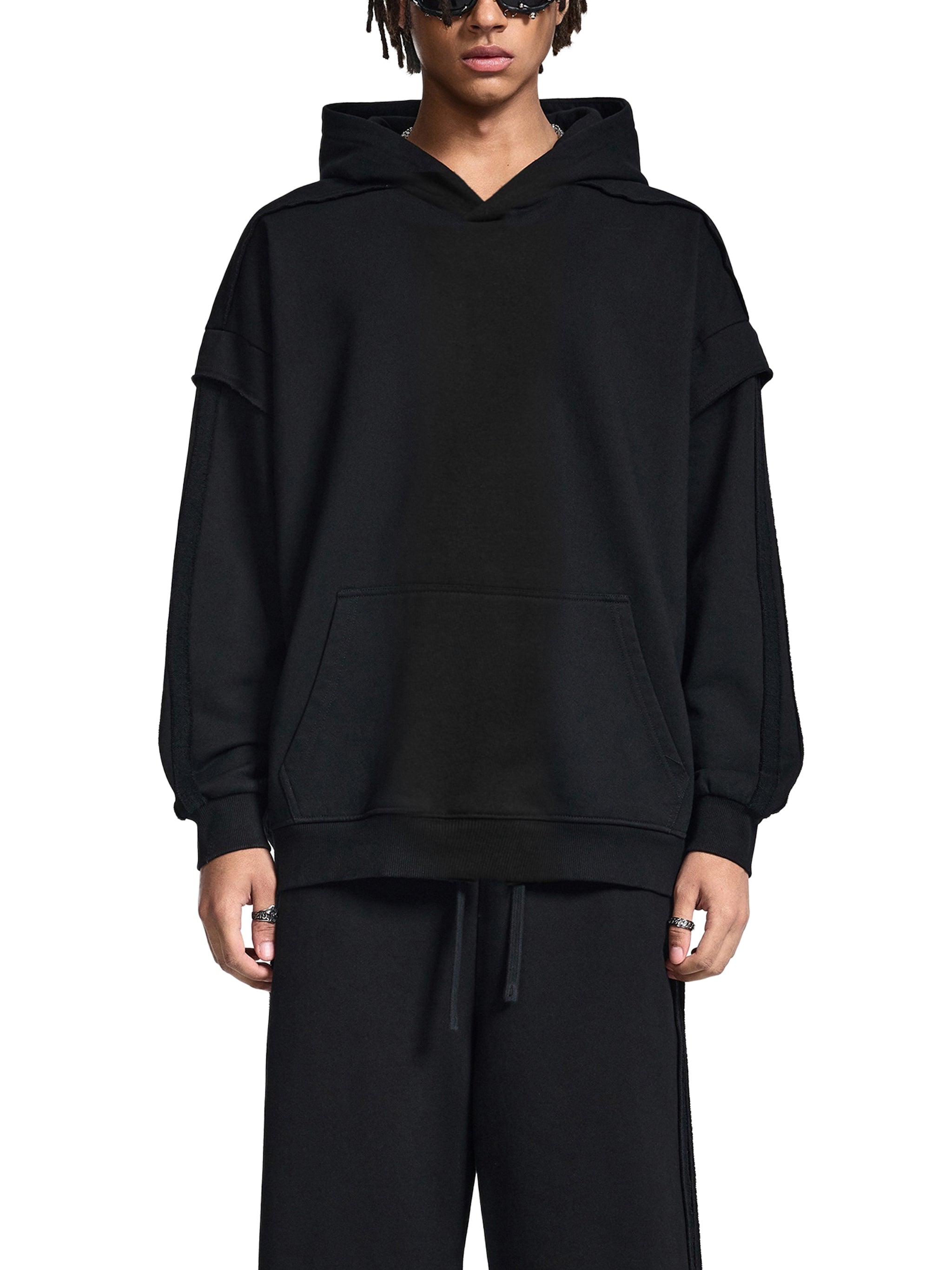 Beast Mode x MECA Contrast Tape Raw Edge Double Layered Hoodie