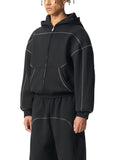 Flight x MECA Contrast-Stitched Boxy Fleece Zip Hoodie