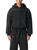Flight x MECA Contrast-Stitched Boxy Fleece Zip Hoodie