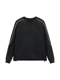 MECA TEAM Mineral Wash Piping Raw Hem Sweatshirt