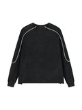 MECA TEAM Mineral Wash Piping Raw Hem Sweatshirt