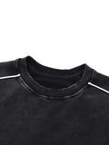 BLACK CARD Mineral Wash Piping Raw Hem Sweatshirt