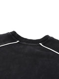 BLACK CARD Mineral Wash Piping Raw Hem Sweatshirt